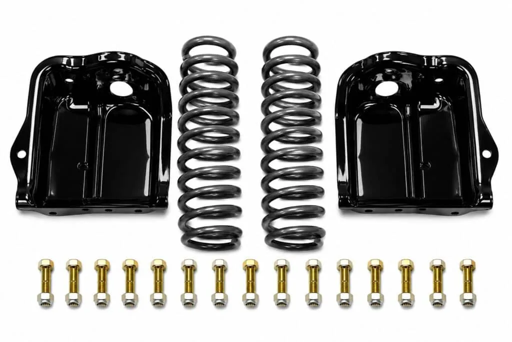 bt b2k ford bronco front coil spring/single shock tower kit with 1.5" leveling springs – full size bronco (1980–1996)