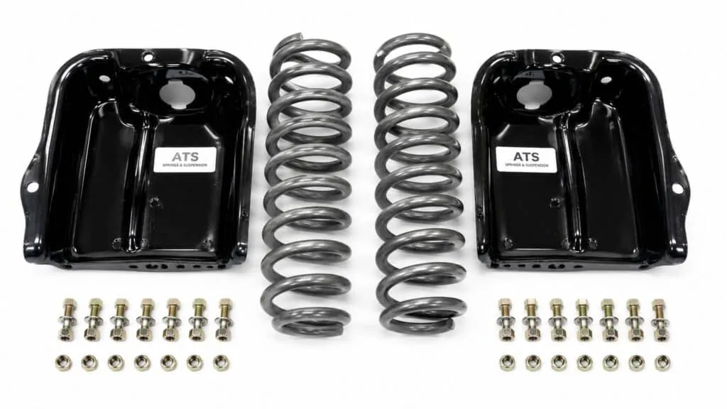 bt f2k single shock front coil spring/ shock tower kit w/ 1½" leveling springs – ford f100, f150 (1980–1996)