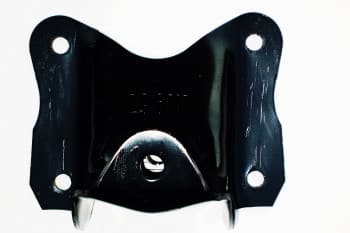 Black metal mounting bracket with four holes