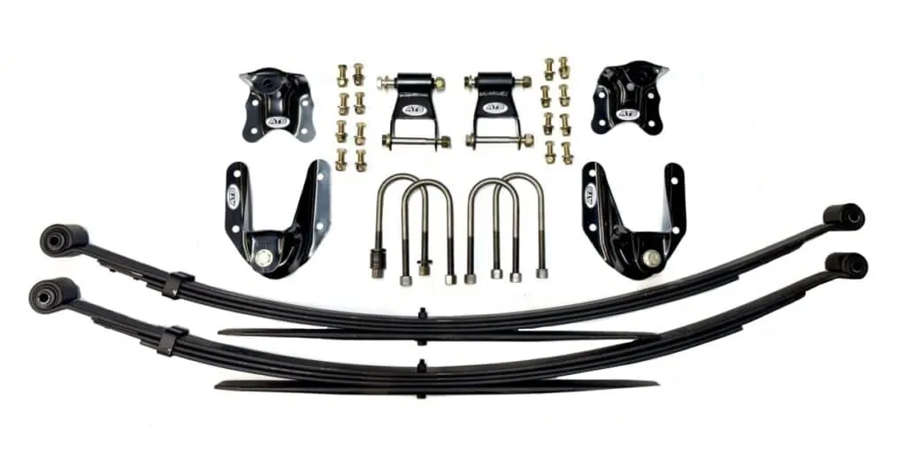 Vehicle leaf spring suspension lift kit components