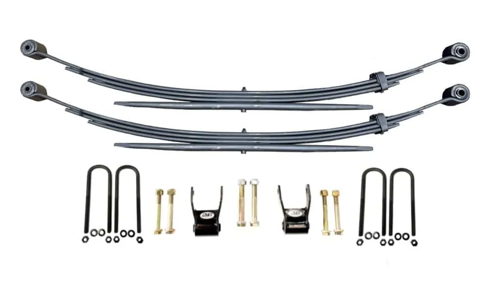 Leaf spring suspension kit with hardware components