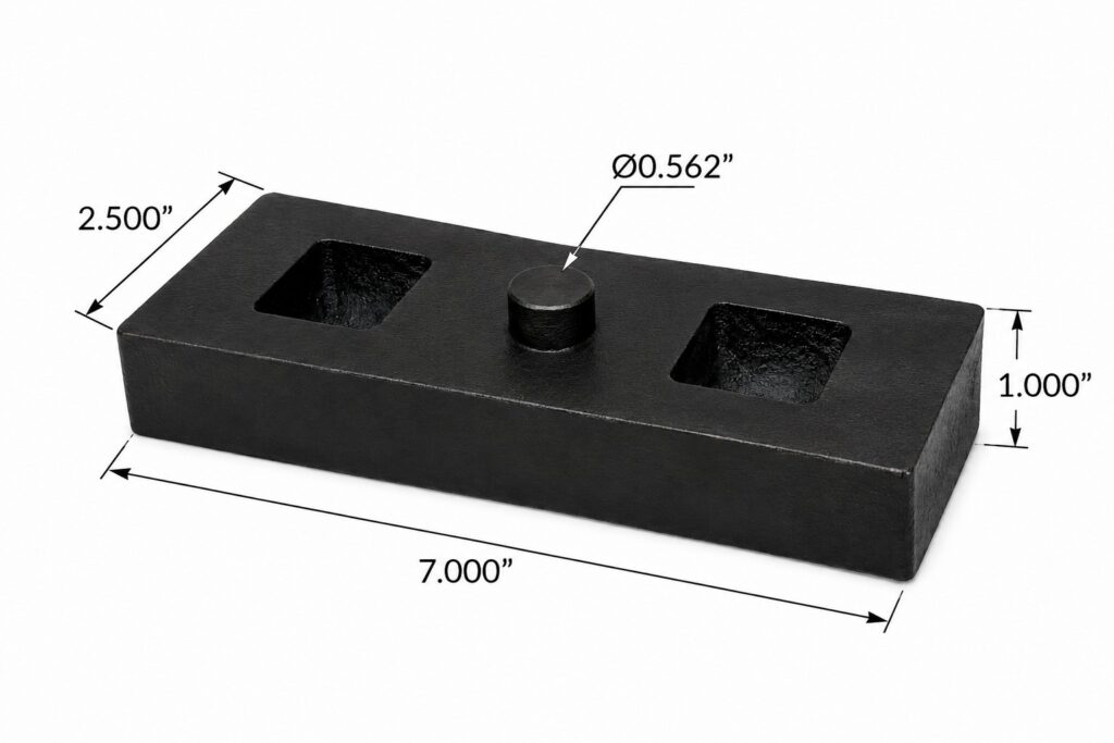 srb21238 spring riser block – 7" x 2.5" x 1"