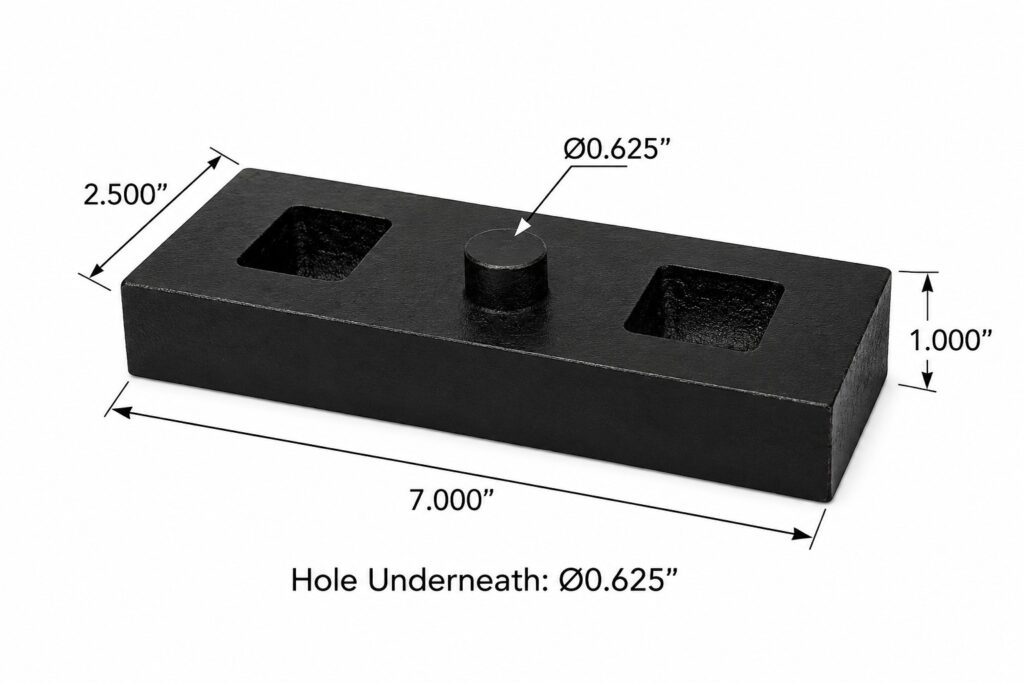 srb212716 spring riser block – 7" x 2 1/2" x 1"