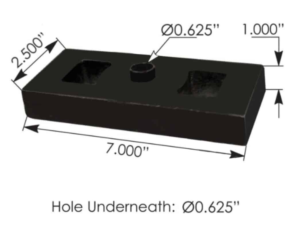 srb212716 spring riser block – 7" x 2 1/2" x 1"