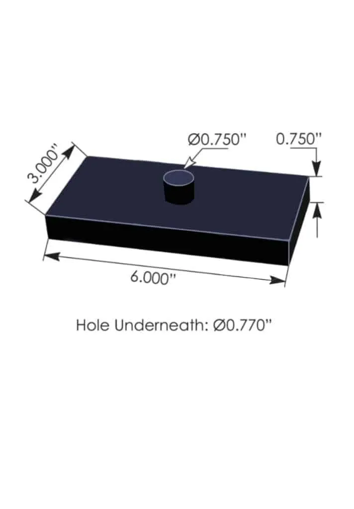 srb3075 spring riser block – 6" x 3" x 3/4"