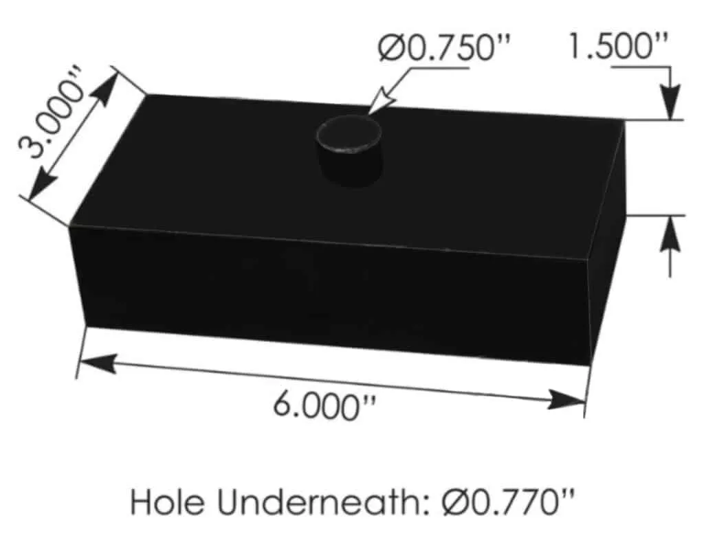 srb3150 spring riser block – 6" x 3" x 1 1/2"