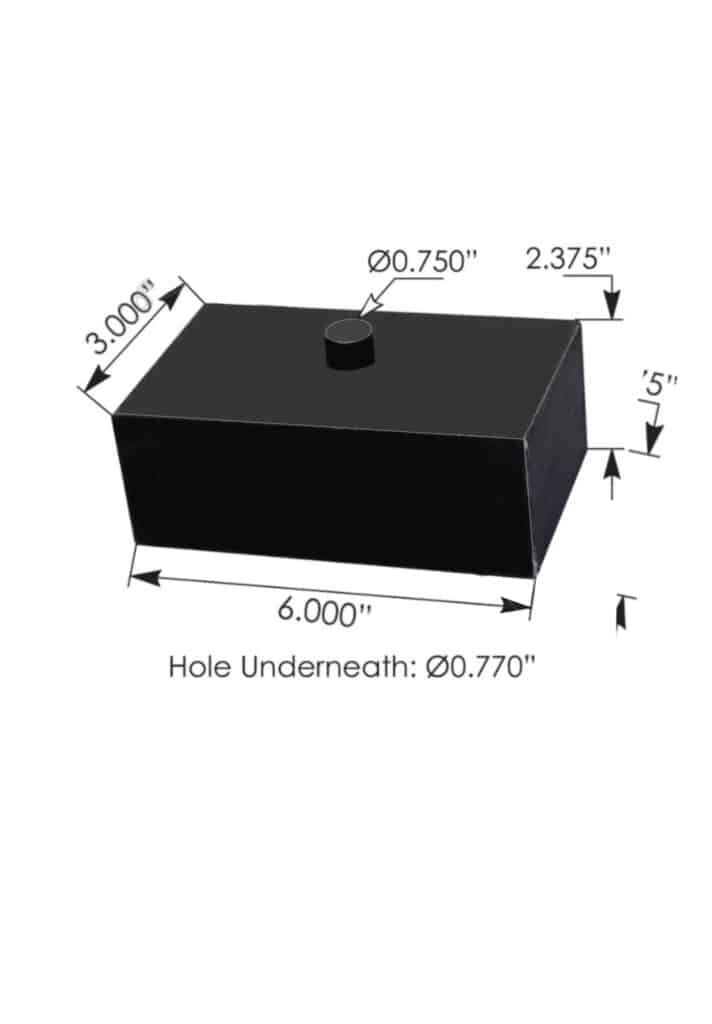 srb3238 spring riser block – 6" x 3" x 2 3/8"