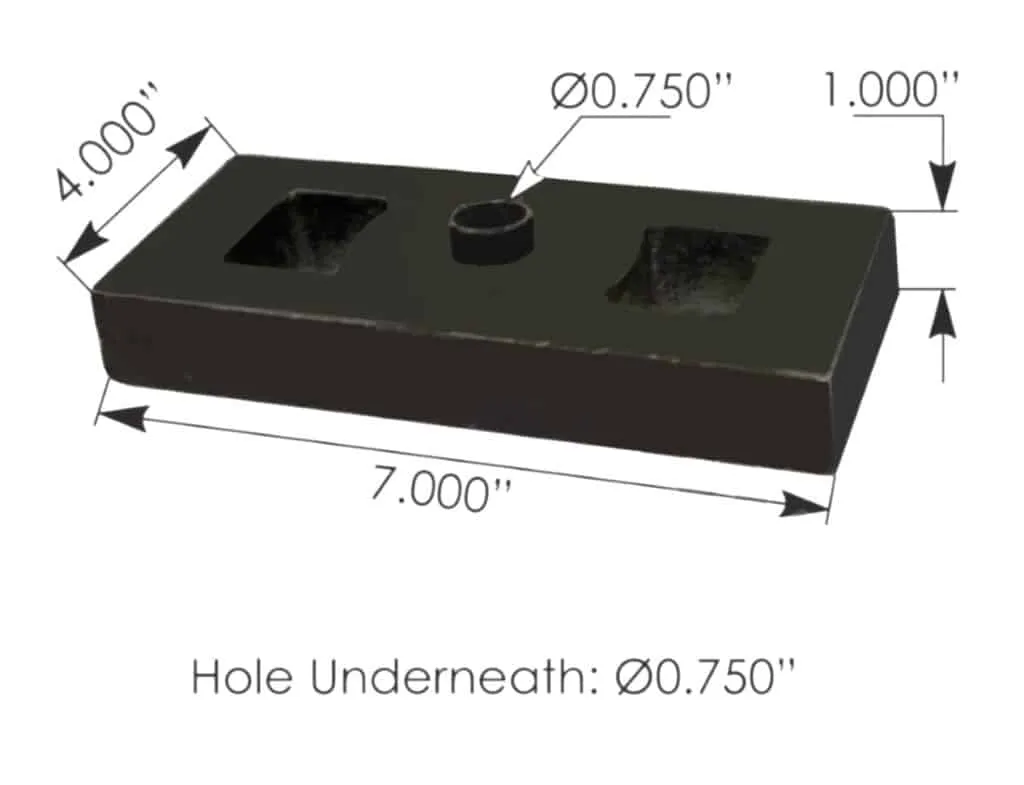 srb412 spring riser block – 7" x 4" x 1"