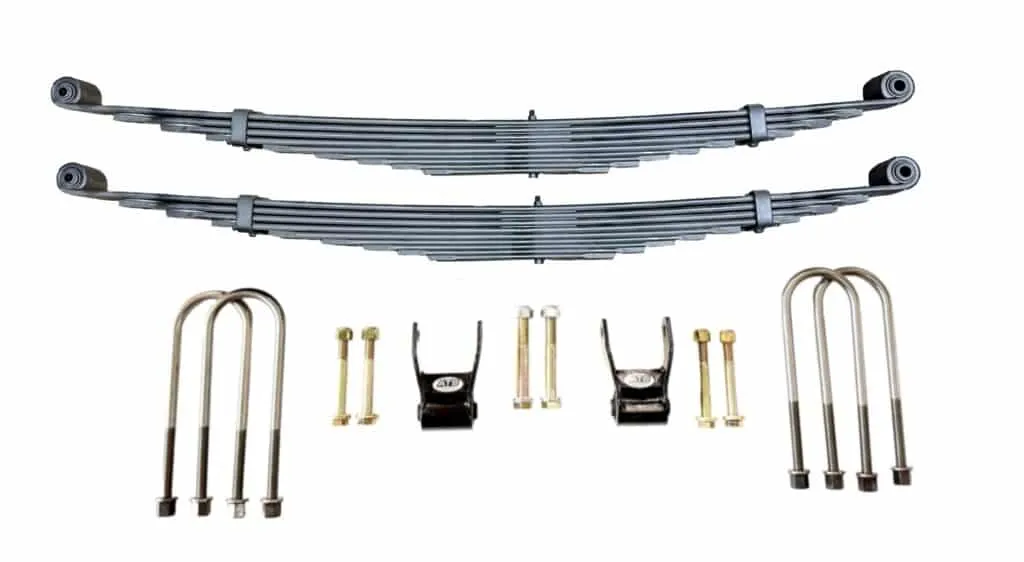 Leaf spring suspension kit with mounting hardware