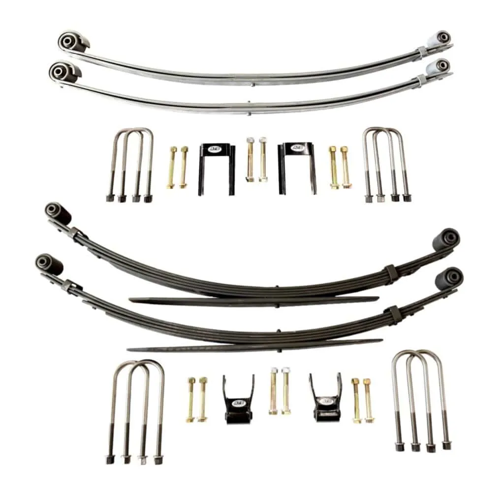 Vehicle leaf spring suspension kit with hardware