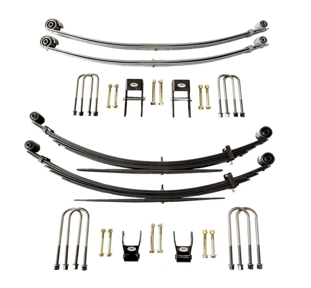 Leaf spring suspension kit with hardware components