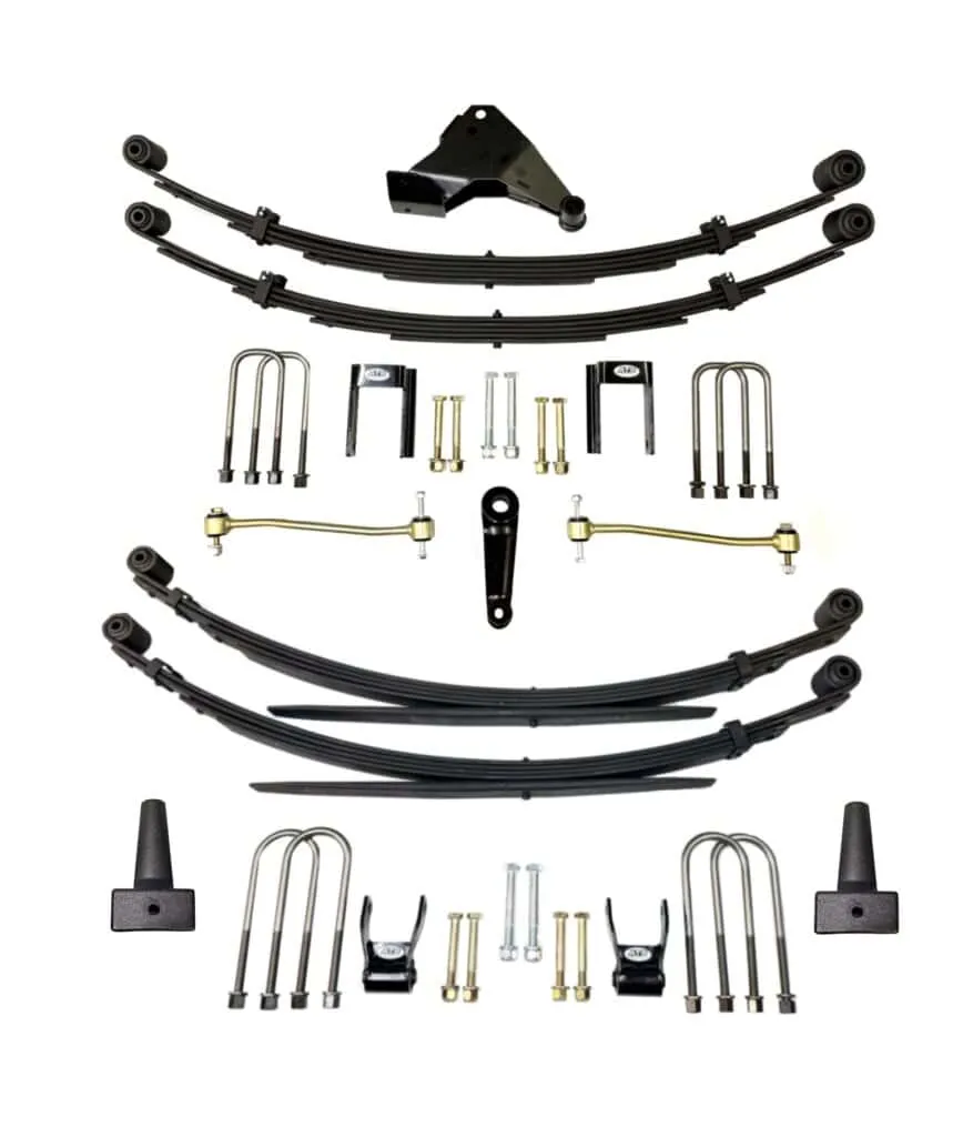 Complete vehicle leaf spring suspension lift kit